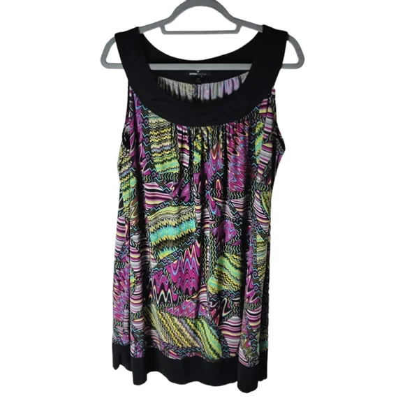 Ronni Nocole multicolor printed sleeveless scoop neck plus size dress size 14W - Picture 2 of 7